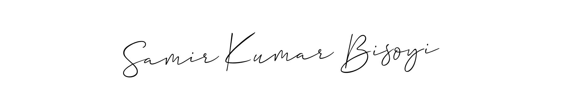 You should practise on your own different ways (Allison_Script) to write your name (Samir Kumar Bisoyi) in signature. don't let someone else do it for you. Samir Kumar Bisoyi signature style 2 images and pictures png