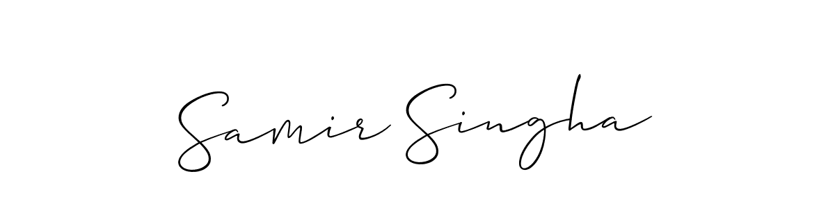 The best way (Allison_Script) to make a short signature is to pick only two or three words in your name. The name Samir Singha include a total of six letters. For converting this name. Samir Singha signature style 2 images and pictures png