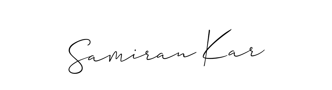 The best way (Allison_Script) to make a short signature is to pick only two or three words in your name. The name Samiran Kar include a total of six letters. For converting this name. Samiran Kar signature style 2 images and pictures png