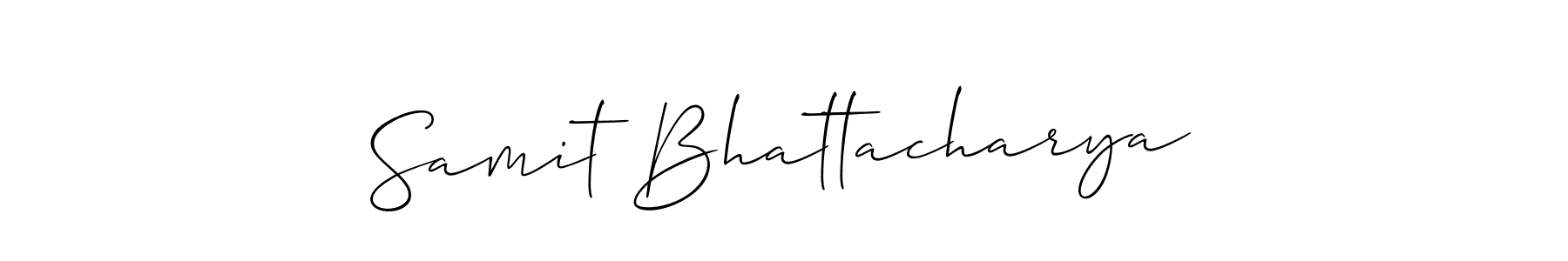 Also You can easily find your signature by using the search form. We will create Samit Bhattacharya name handwritten signature images for you free of cost using Allison_Script sign style. Samit Bhattacharya signature style 2 images and pictures png