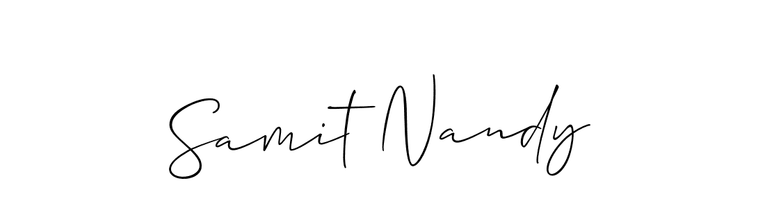 Make a short Samit Nandy signature style. Manage your documents anywhere anytime using Allison_Script. Create and add eSignatures, submit forms, share and send files easily. Samit Nandy signature style 2 images and pictures png