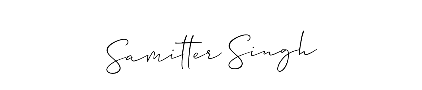 Allison_Script is a professional signature style that is perfect for those who want to add a touch of class to their signature. It is also a great choice for those who want to make their signature more unique. Get Samitter Singh name to fancy signature for free. Samitter Singh signature style 2 images and pictures png