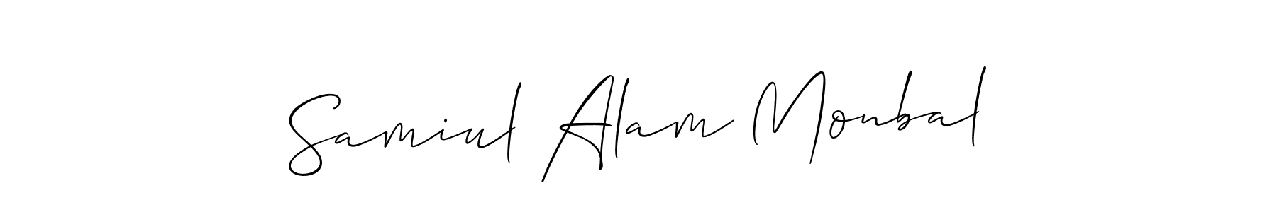 You should practise on your own different ways (Allison_Script) to write your name (Samiul Alam Monbal) in signature. don't let someone else do it for you. Samiul Alam Monbal signature style 2 images and pictures png