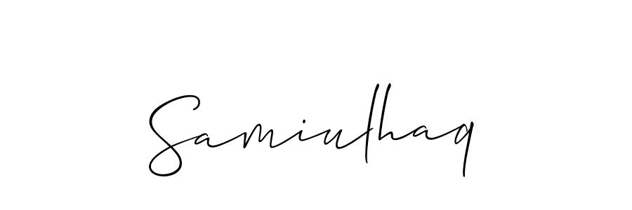 Allison_Script is a professional signature style that is perfect for those who want to add a touch of class to their signature. It is also a great choice for those who want to make their signature more unique. Get Samiulhaq name to fancy signature for free. Samiulhaq signature style 2 images and pictures png