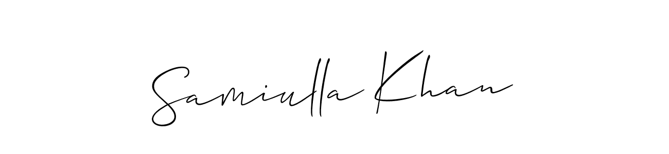 You can use this online signature creator to create a handwritten signature for the name Samiulla Khan. This is the best online autograph maker. Samiulla Khan signature style 2 images and pictures png