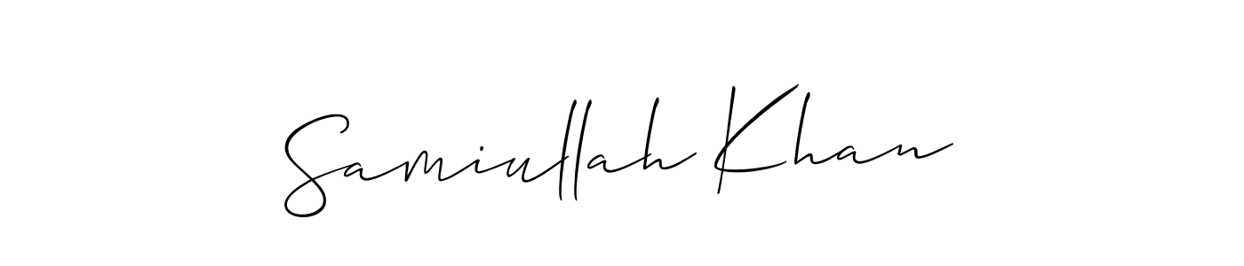 Create a beautiful signature design for name Samiullah Khan. With this signature (Allison_Script) fonts, you can make a handwritten signature for free. Samiullah Khan signature style 2 images and pictures png