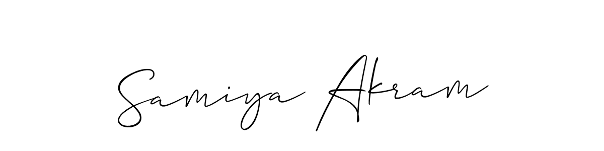 Allison_Script is a professional signature style that is perfect for those who want to add a touch of class to their signature. It is also a great choice for those who want to make their signature more unique. Get Samiya Akram name to fancy signature for free. Samiya Akram signature style 2 images and pictures png