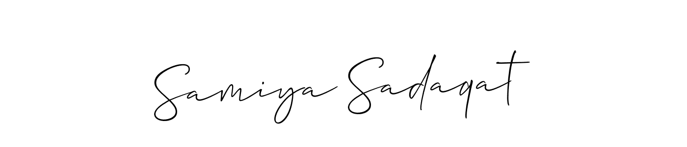 You can use this online signature creator to create a handwritten signature for the name Samiya Sadaqat. This is the best online autograph maker. Samiya Sadaqat signature style 2 images and pictures png