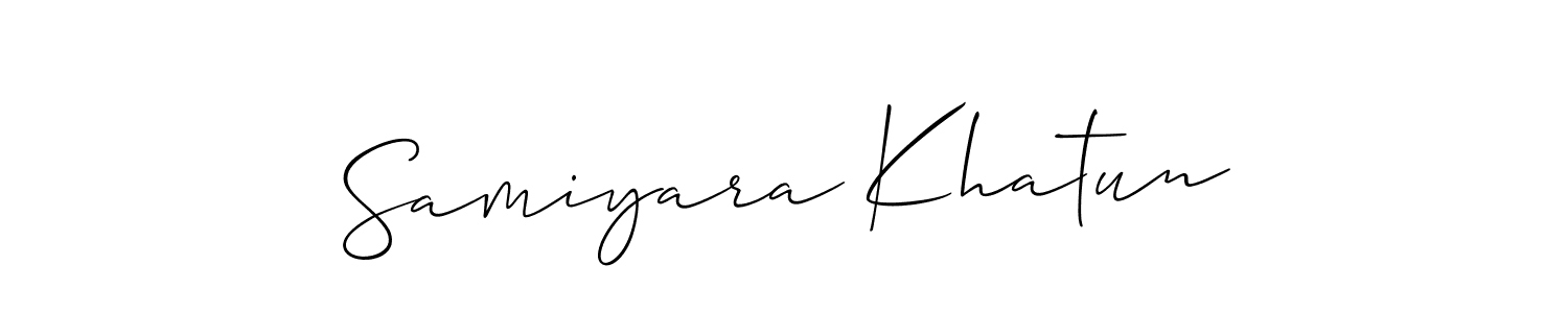 Create a beautiful signature design for name Samiyara Khatun. With this signature (Allison_Script) fonts, you can make a handwritten signature for free. Samiyara Khatun signature style 2 images and pictures png