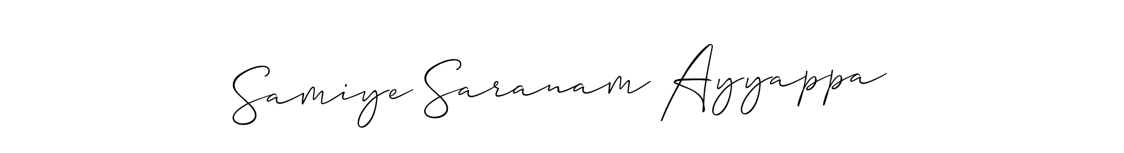Use a signature maker to create a handwritten signature online. With this signature software, you can design (Allison_Script) your own signature for name Samiye Saranam Ayyappa. Samiye Saranam Ayyappa signature style 2 images and pictures png