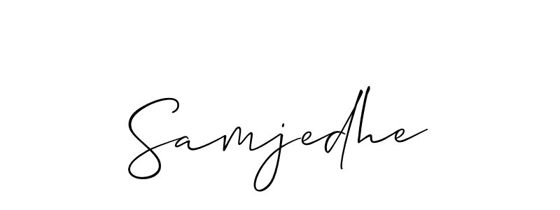 Similarly Allison_Script is the best handwritten signature design. Signature creator online .You can use it as an online autograph creator for name Samjedhe. Samjedhe signature style 2 images and pictures png