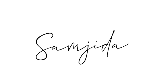 Use a signature maker to create a handwritten signature online. With this signature software, you can design (Allison_Script) your own signature for name Samjida. Samjida signature style 2 images and pictures png