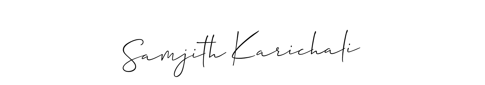 Make a beautiful signature design for name Samjith Karichali. With this signature (Allison_Script) style, you can create a handwritten signature for free. Samjith Karichali signature style 2 images and pictures png