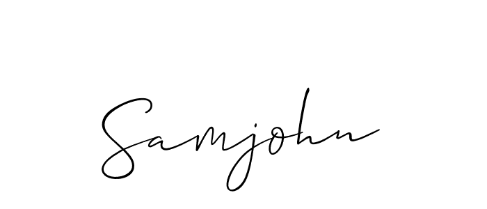 The best way (Allison_Script) to make a short signature is to pick only two or three words in your name. The name Samjohn include a total of six letters. For converting this name. Samjohn signature style 2 images and pictures png