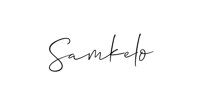 How to make Samkelo name signature. Use Allison_Script style for creating short signs online. This is the latest handwritten sign. Samkelo signature style 2 images and pictures png