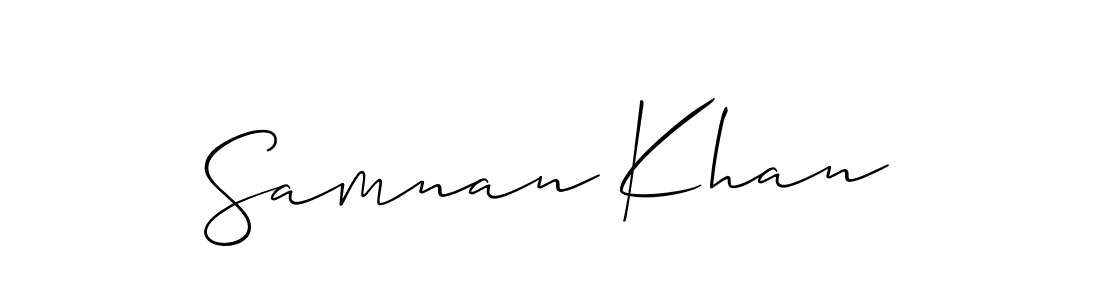 Create a beautiful signature design for name Samnan Khan. With this signature (Allison_Script) fonts, you can make a handwritten signature for free. Samnan Khan signature style 2 images and pictures png