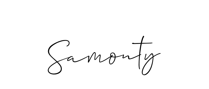 Allison_Script is a professional signature style that is perfect for those who want to add a touch of class to their signature. It is also a great choice for those who want to make their signature more unique. Get Samonty name to fancy signature for free. Samonty signature style 2 images and pictures png