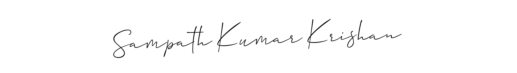 Make a short Sampath Kumar Krishan signature style. Manage your documents anywhere anytime using Allison_Script. Create and add eSignatures, submit forms, share and send files easily. Sampath Kumar Krishan signature style 2 images and pictures png