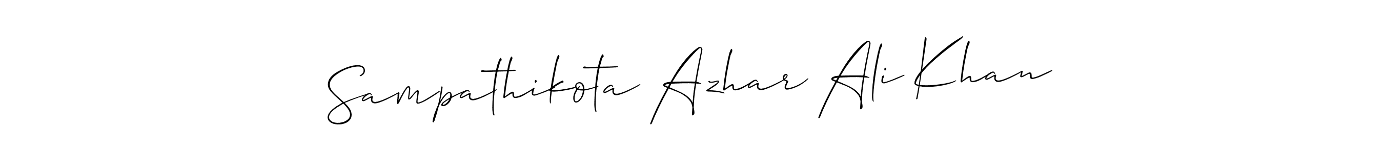 if you are searching for the best signature style for your name Sampathikota Azhar Ali Khan. so please give up your signature search. here we have designed multiple signature styles  using Allison_Script. Sampathikota Azhar Ali Khan signature style 2 images and pictures png