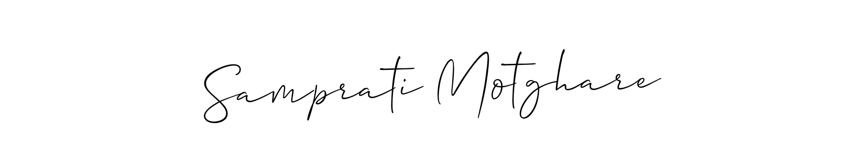 Create a beautiful signature design for name Samprati Motghare. With this signature (Allison_Script) fonts, you can make a handwritten signature for free. Samprati Motghare signature style 2 images and pictures png