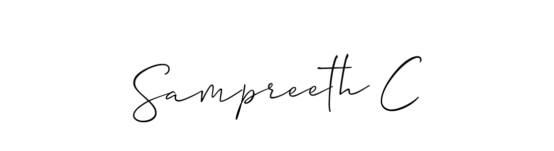 Also You can easily find your signature by using the search form. We will create Sampreeth C name handwritten signature images for you free of cost using Allison_Script sign style. Sampreeth C signature style 2 images and pictures png
