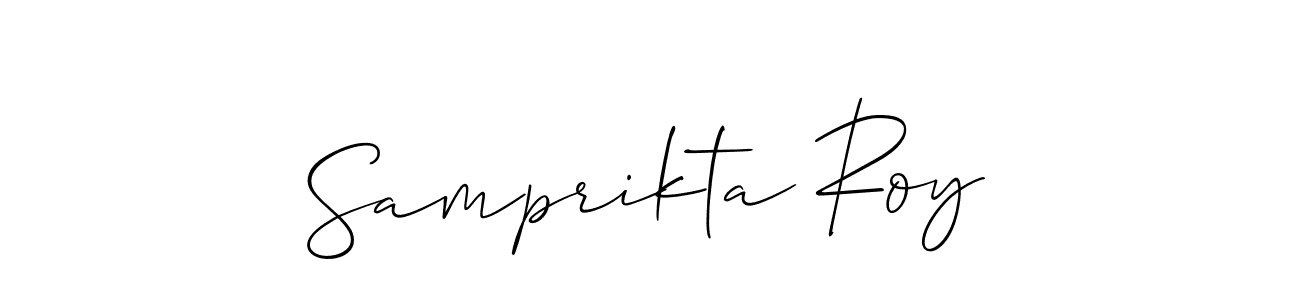 Also You can easily find your signature by using the search form. We will create Samprikta Roy name handwritten signature images for you free of cost using Allison_Script sign style. Samprikta Roy signature style 2 images and pictures png