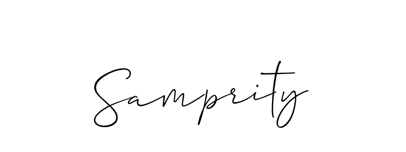 Create a beautiful signature design for name Samprity. With this signature (Allison_Script) fonts, you can make a handwritten signature for free. Samprity signature style 2 images and pictures png