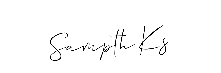 The best way (Allison_Script) to make a short signature is to pick only two or three words in your name. The name Sampth Ks include a total of six letters. For converting this name. Sampth Ks signature style 2 images and pictures png