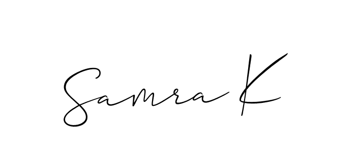 Also we have Samra K name is the best signature style. Create professional handwritten signature collection using Allison_Script autograph style. Samra K signature style 2 images and pictures png