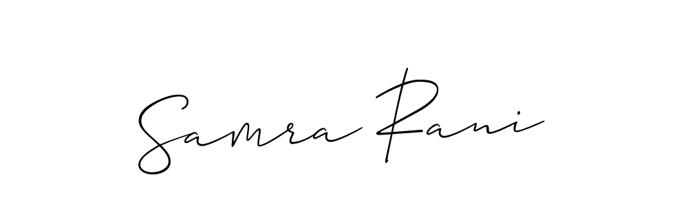 Make a beautiful signature design for name Samra Rani. With this signature (Allison_Script) style, you can create a handwritten signature for free. Samra Rani signature style 2 images and pictures png