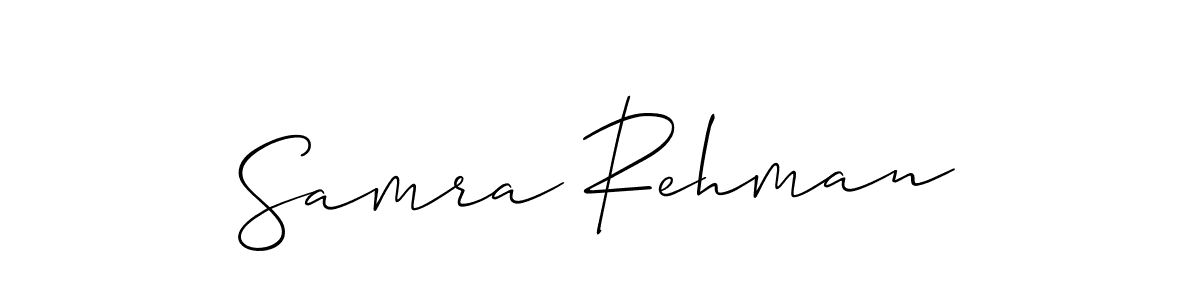 Make a beautiful signature design for name Samra Rehman. With this signature (Allison_Script) style, you can create a handwritten signature for free. Samra Rehman signature style 2 images and pictures png