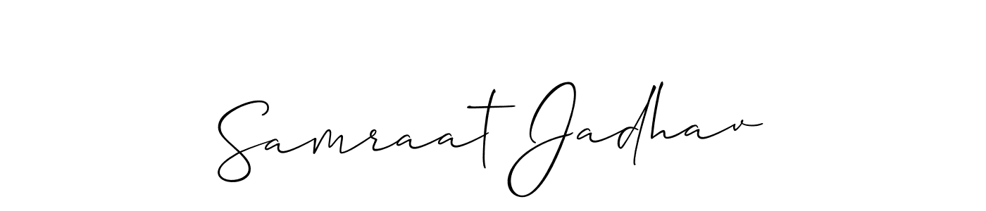 The best way (Allison_Script) to make a short signature is to pick only two or three words in your name. The name Samraat Jadhav include a total of six letters. For converting this name. Samraat Jadhav signature style 2 images and pictures png