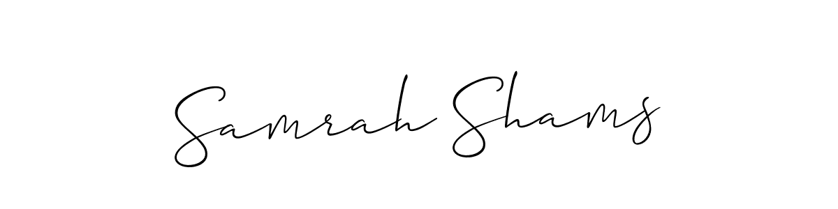How to make Samrah Shams name signature. Use Allison_Script style for creating short signs online. This is the latest handwritten sign. Samrah Shams signature style 2 images and pictures png