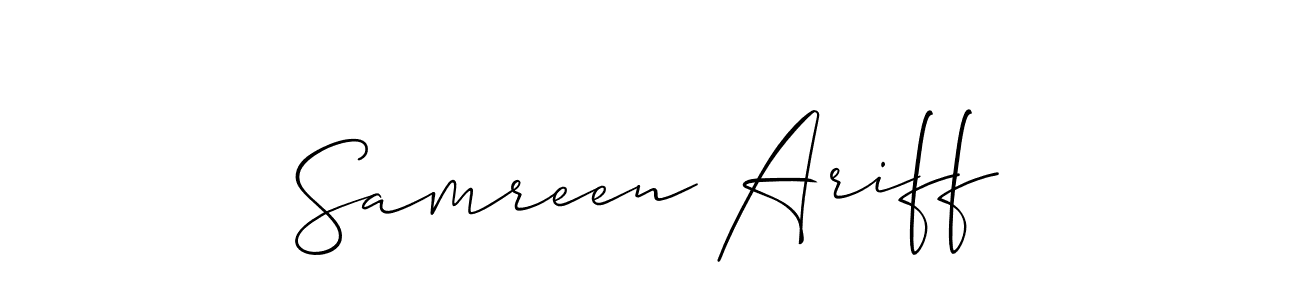 Also You can easily find your signature by using the search form. We will create Samreen Ariff name handwritten signature images for you free of cost using Allison_Script sign style. Samreen Ariff signature style 2 images and pictures png