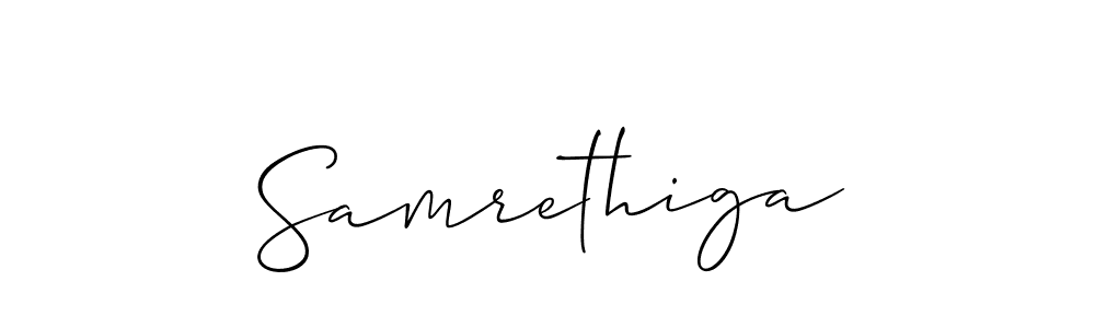 Create a beautiful signature design for name Samrethiga. With this signature (Allison_Script) fonts, you can make a handwritten signature for free. Samrethiga signature style 2 images and pictures png