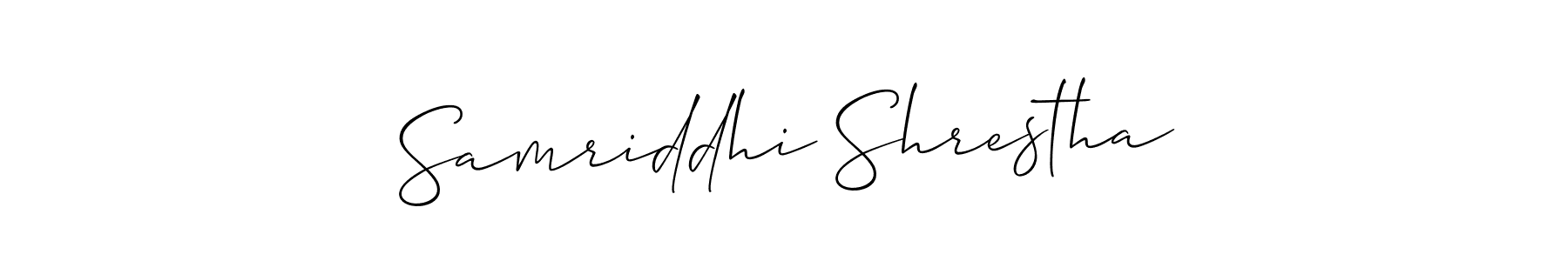 You should practise on your own different ways (Allison_Script) to write your name (Samriddhi Shrestha) in signature. don't let someone else do it for you. Samriddhi Shrestha signature style 2 images and pictures png