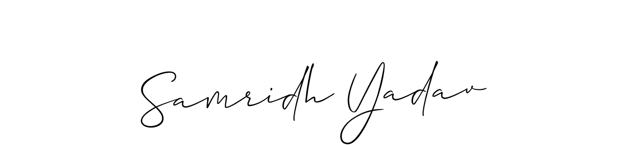 The best way (Allison_Script) to make a short signature is to pick only two or three words in your name. The name Samridh Yadav include a total of six letters. For converting this name. Samridh Yadav signature style 2 images and pictures png