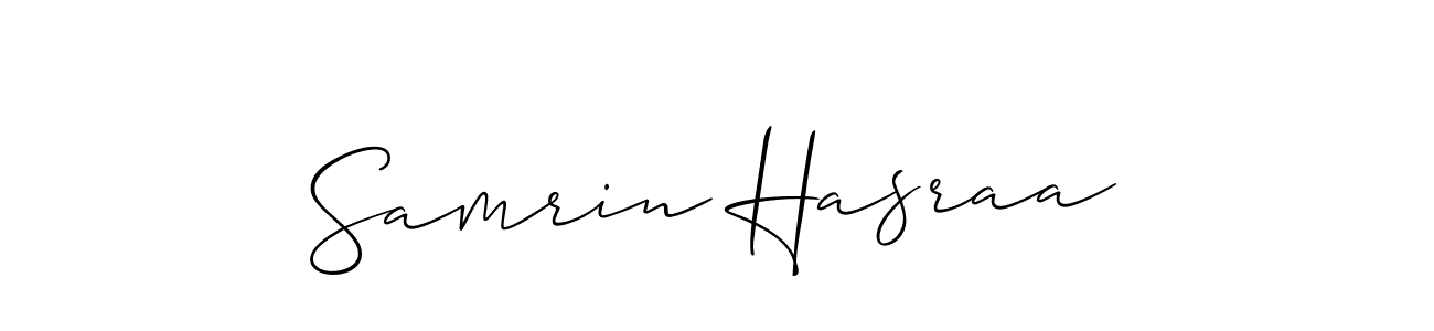 Make a beautiful signature design for name Samrin Hasraa. With this signature (Allison_Script) style, you can create a handwritten signature for free. Samrin Hasraa signature style 2 images and pictures png