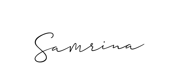 The best way (Allison_Script) to make a short signature is to pick only two or three words in your name. The name Samrina include a total of six letters. For converting this name. Samrina signature style 2 images and pictures png