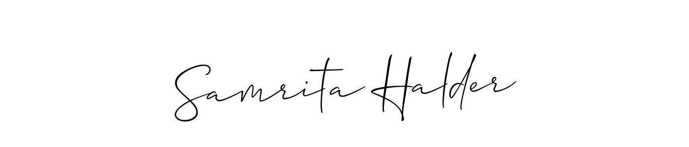 Also we have Samrita Halder name is the best signature style. Create professional handwritten signature collection using Allison_Script autograph style. Samrita Halder signature style 2 images and pictures png