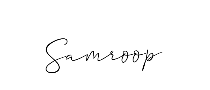 Allison_Script is a professional signature style that is perfect for those who want to add a touch of class to their signature. It is also a great choice for those who want to make their signature more unique. Get Samroop name to fancy signature for free. Samroop signature style 2 images and pictures png