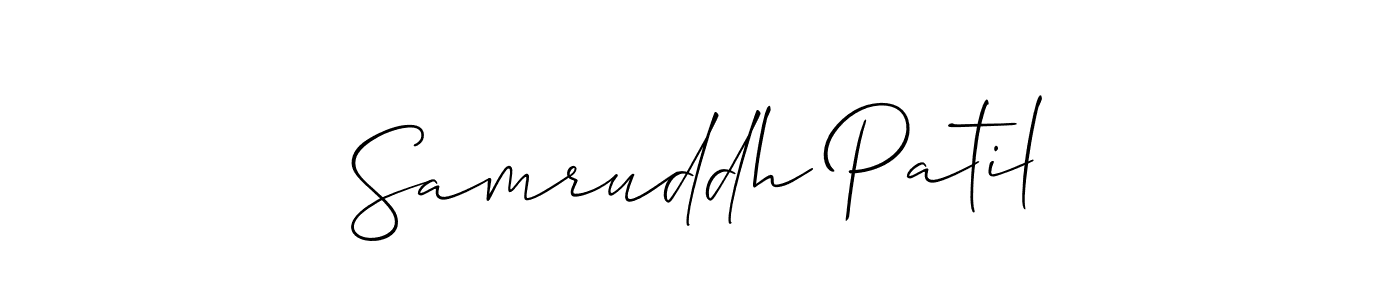 The best way (Allison_Script) to make a short signature is to pick only two or three words in your name. The name Samruddh Patil include a total of six letters. For converting this name. Samruddh Patil signature style 2 images and pictures png