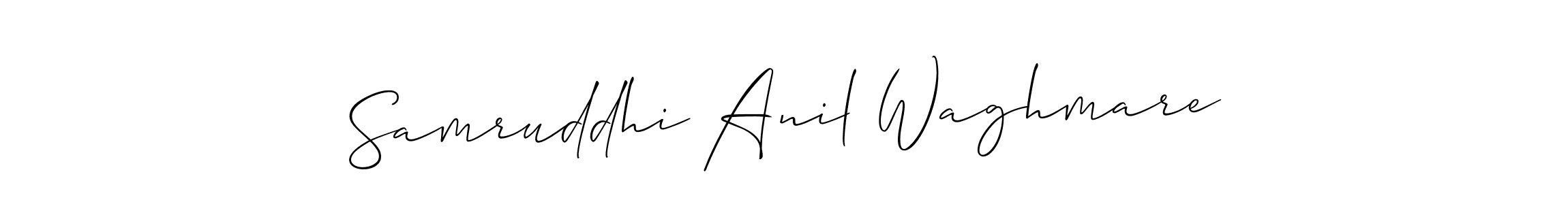 Also You can easily find your signature by using the search form. We will create Samruddhi Anil Waghmare name handwritten signature images for you free of cost using Allison_Script sign style. Samruddhi Anil Waghmare signature style 2 images and pictures png