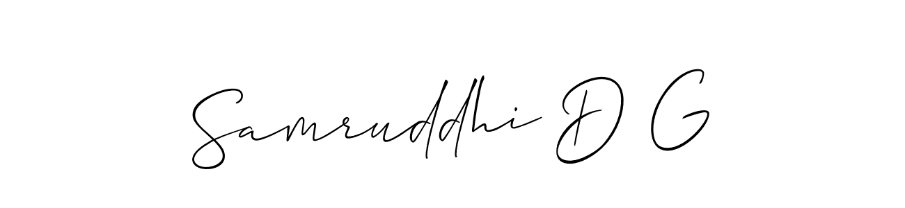 Similarly Allison_Script is the best handwritten signature design. Signature creator online .You can use it as an online autograph creator for name Samruddhi D G. Samruddhi D G signature style 2 images and pictures png