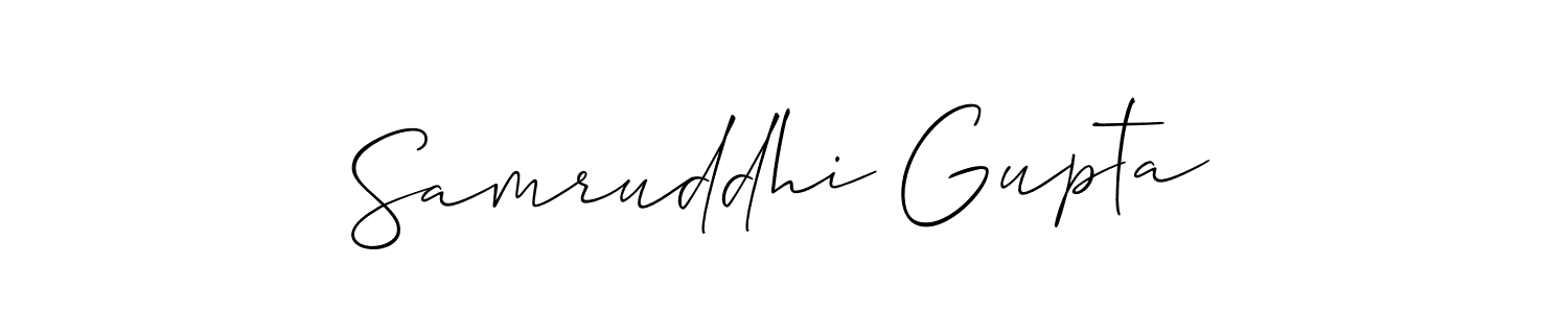 Also You can easily find your signature by using the search form. We will create Samruddhi Gupta name handwritten signature images for you free of cost using Allison_Script sign style. Samruddhi Gupta signature style 2 images and pictures png