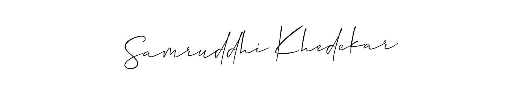 Allison_Script is a professional signature style that is perfect for those who want to add a touch of class to their signature. It is also a great choice for those who want to make their signature more unique. Get Samruddhi Khedekar name to fancy signature for free. Samruddhi Khedekar signature style 2 images and pictures png