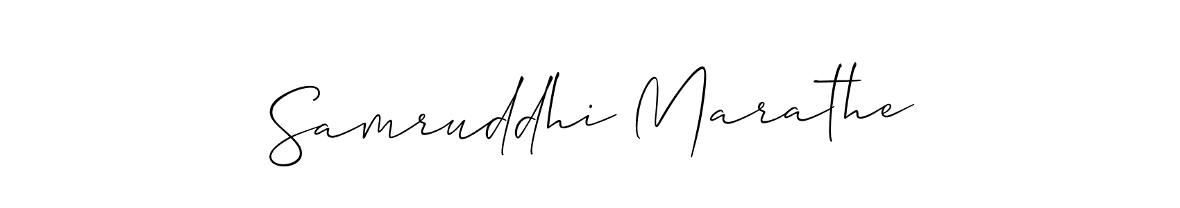 How to make Samruddhi Marathe name signature. Use Allison_Script style for creating short signs online. This is the latest handwritten sign. Samruddhi Marathe signature style 2 images and pictures png
