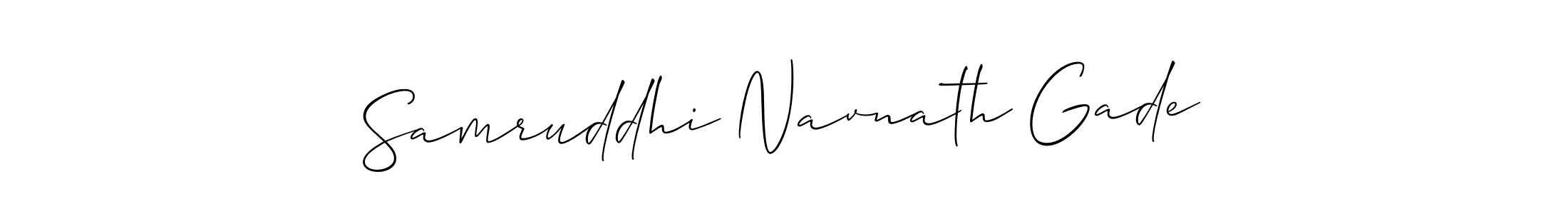 Allison_Script is a professional signature style that is perfect for those who want to add a touch of class to their signature. It is also a great choice for those who want to make their signature more unique. Get Samruddhi Navnath Gade name to fancy signature for free. Samruddhi Navnath Gade signature style 2 images and pictures png