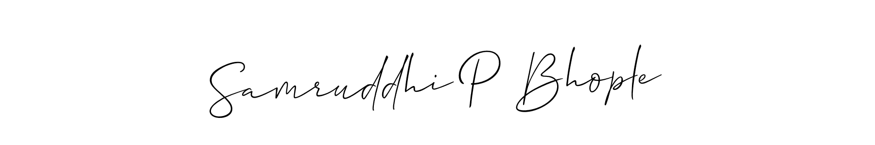 Allison_Script is a professional signature style that is perfect for those who want to add a touch of class to their signature. It is also a great choice for those who want to make their signature more unique. Get Samruddhi P Bhople name to fancy signature for free. Samruddhi P Bhople signature style 2 images and pictures png