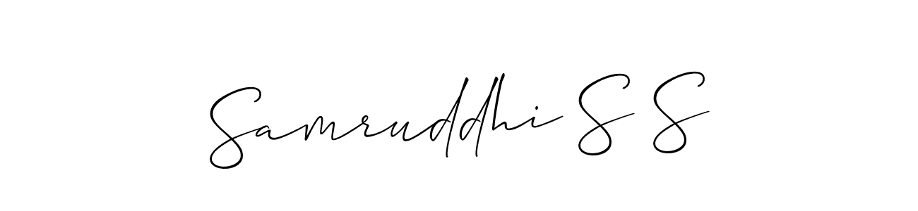 It looks lik you need a new signature style for name Samruddhi S S. Design unique handwritten (Allison_Script) signature with our free signature maker in just a few clicks. Samruddhi S S signature style 2 images and pictures png
